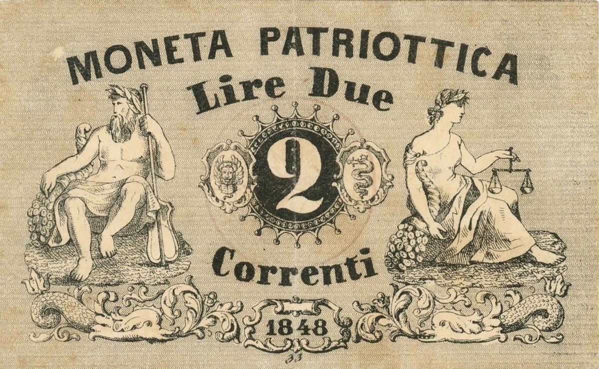 Front of Italian States pS186: 2 Lire from 1848