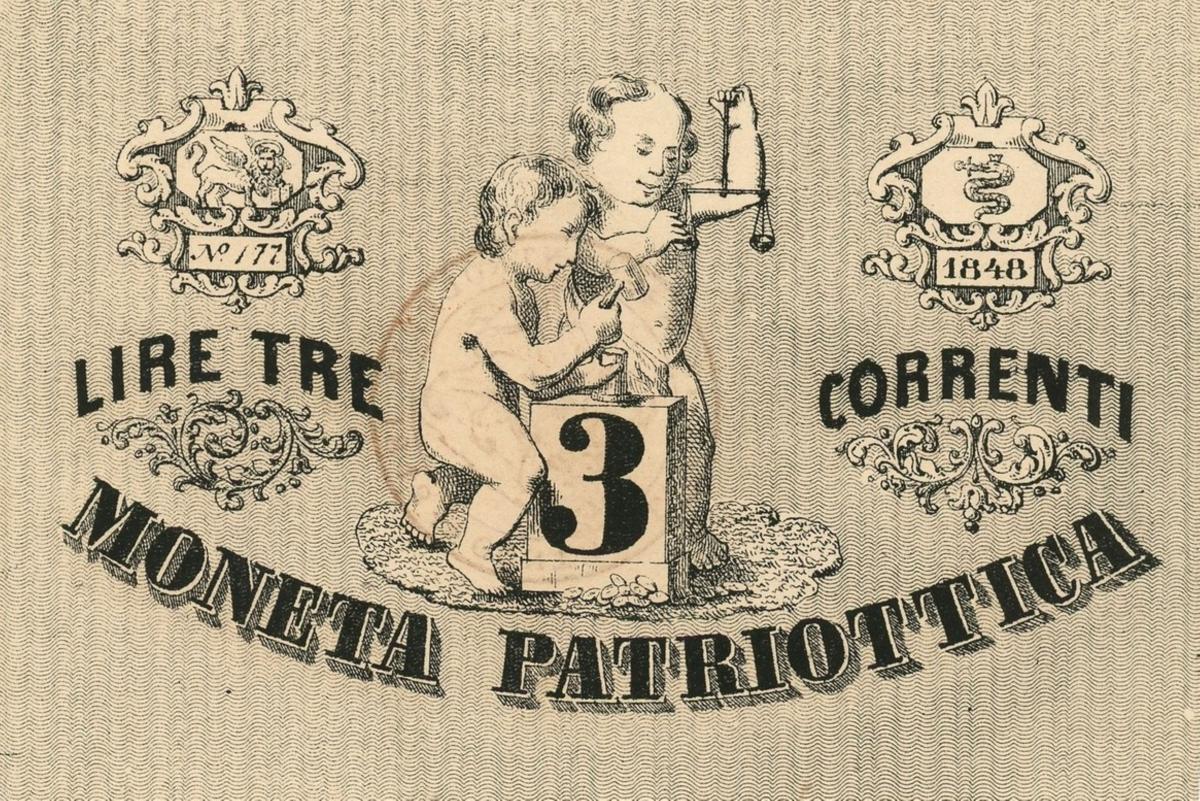 Front of Italian States pS187: 3 Lire from 1848