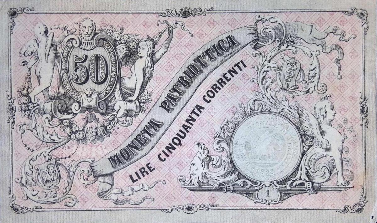 Front of Italian States pS189: 50 Lire from 1848
