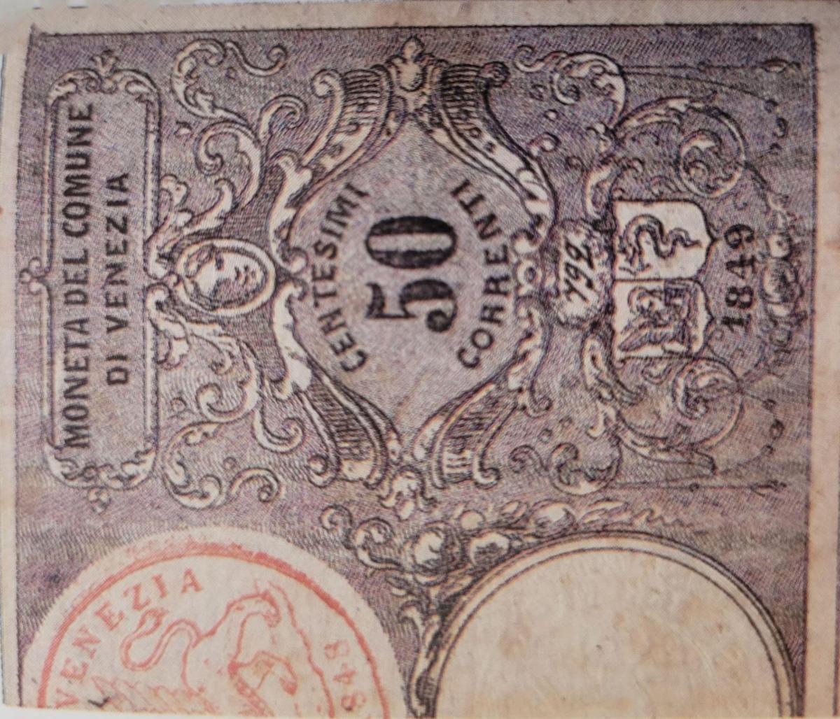 Front of Italian States pS191b: 50 Centisimi from 1849