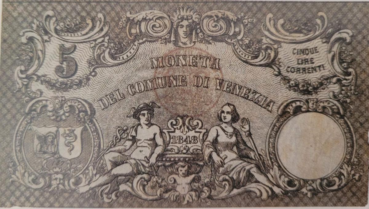 Front of Italian States pS194: 5 Lire from 1848