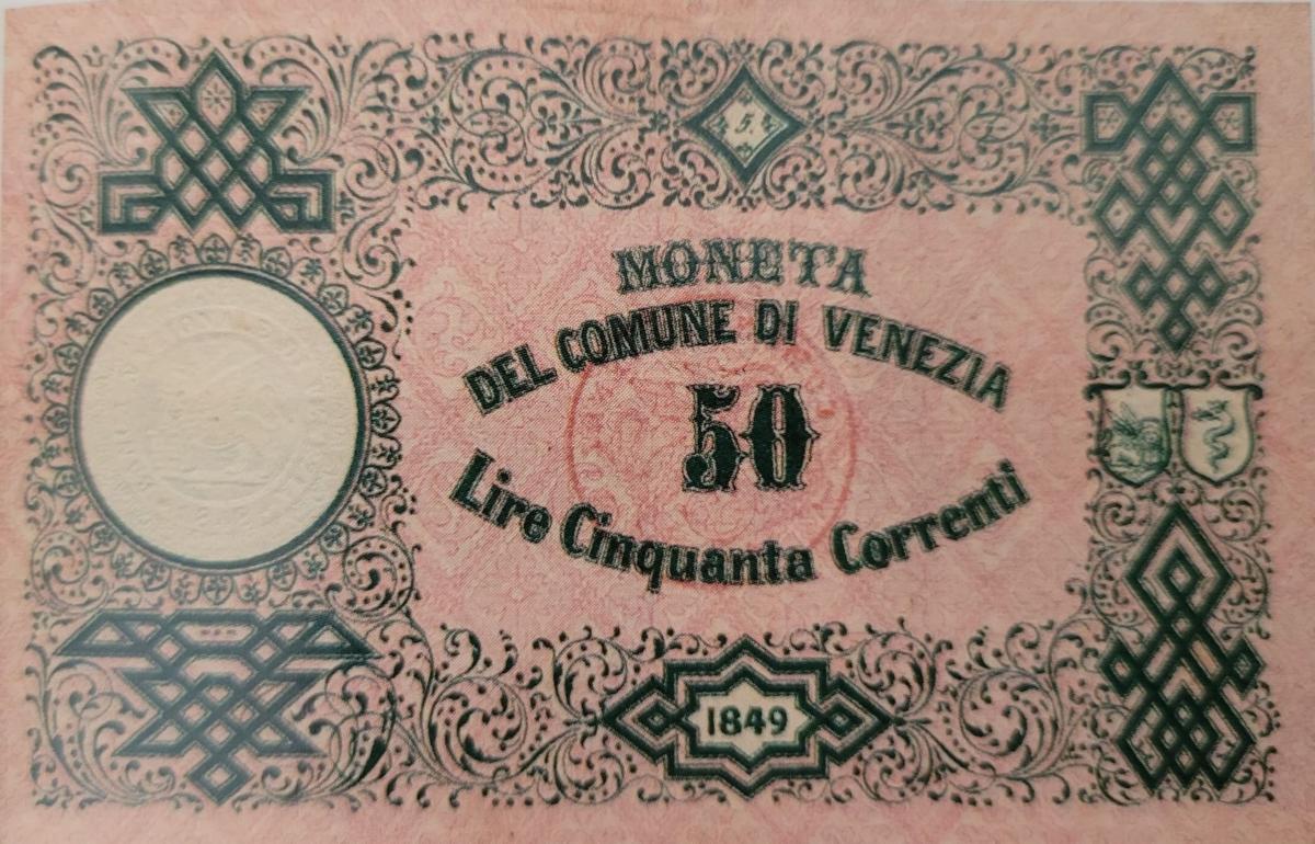 Front of Italian States pS195: 50 Lire from 1849