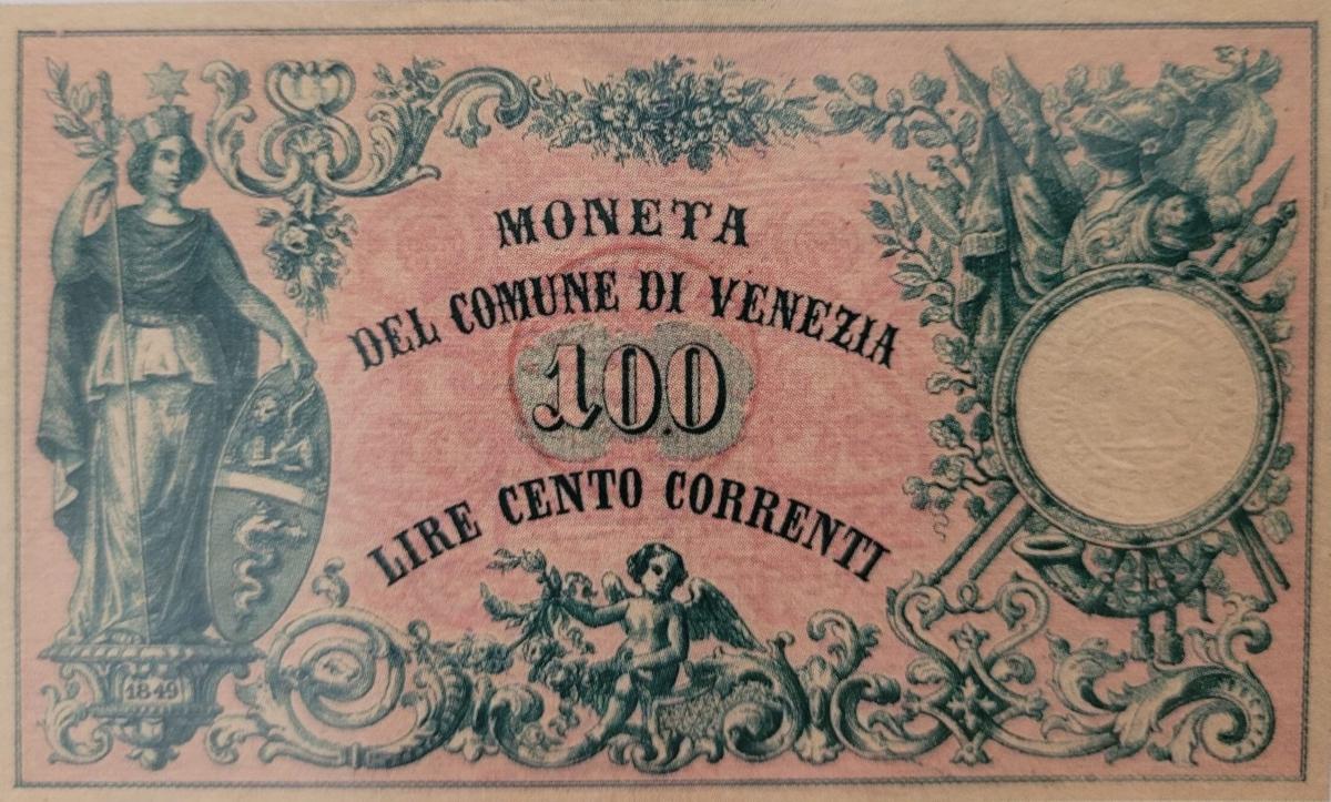 Front of Italian States pS196: 100 Lire from 1849