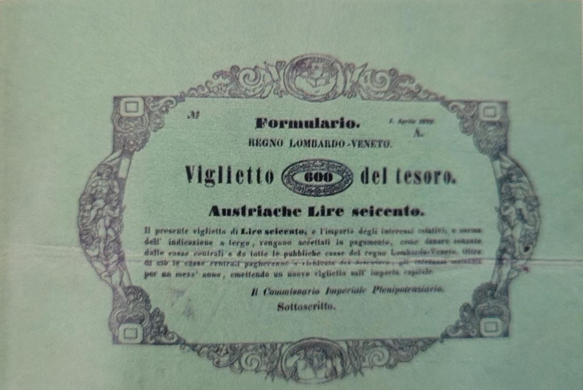 Front of Italian States pS203b: 600 Lire from 1849