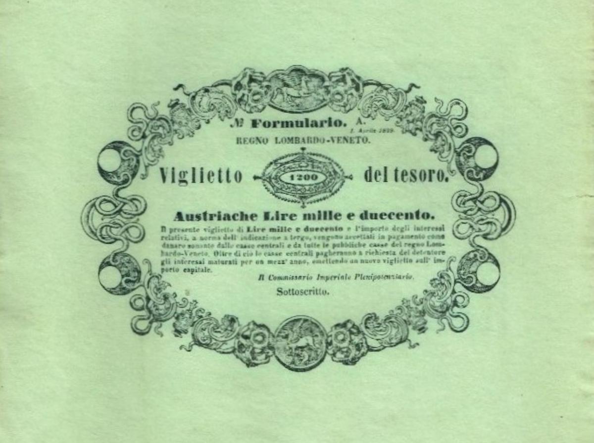 Front of Italian States pS204b: 1200 Lire from 1849