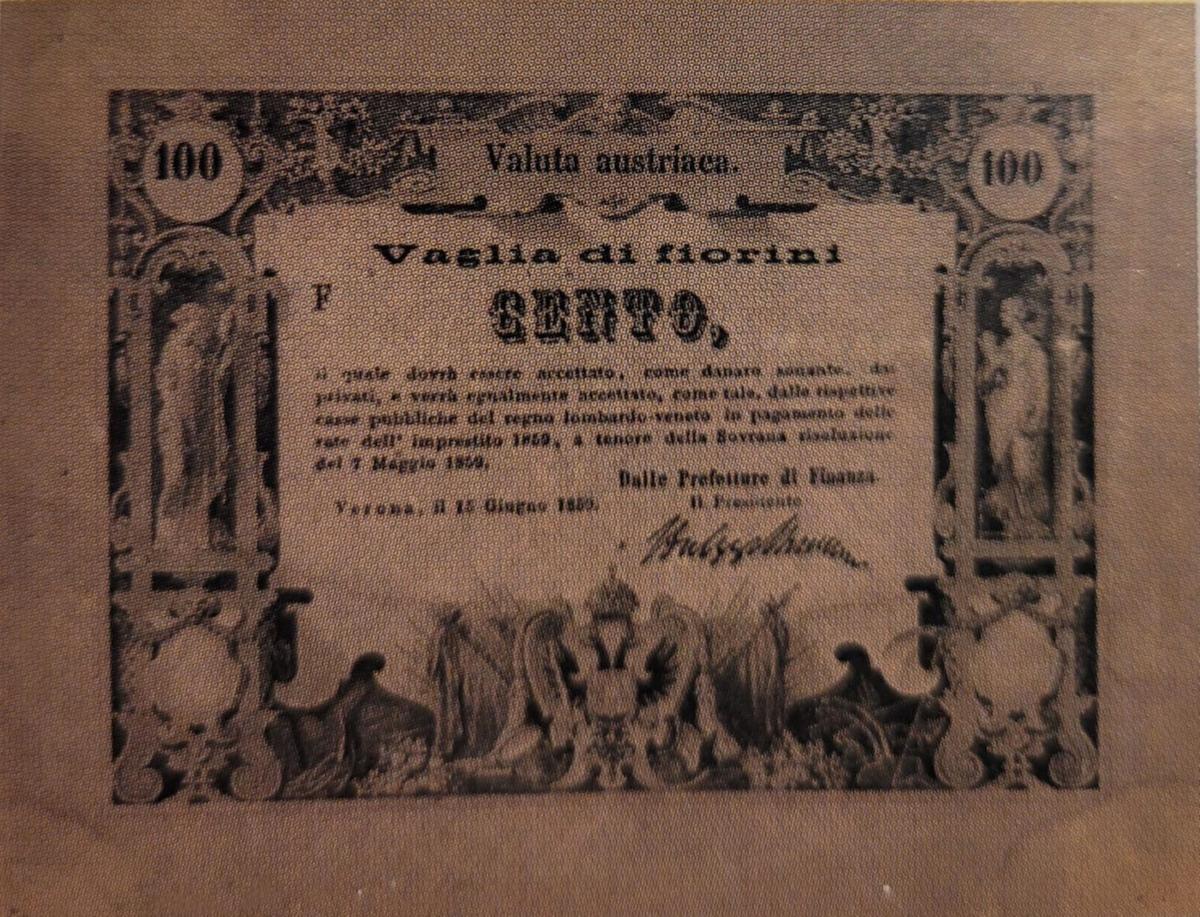 Front of Italian States pS214: 100 Fiorini from 1859