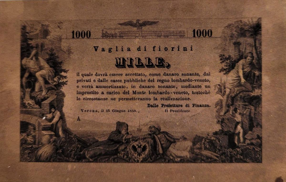 Front of Italian States pS215: 1000 Fiorini from 1859