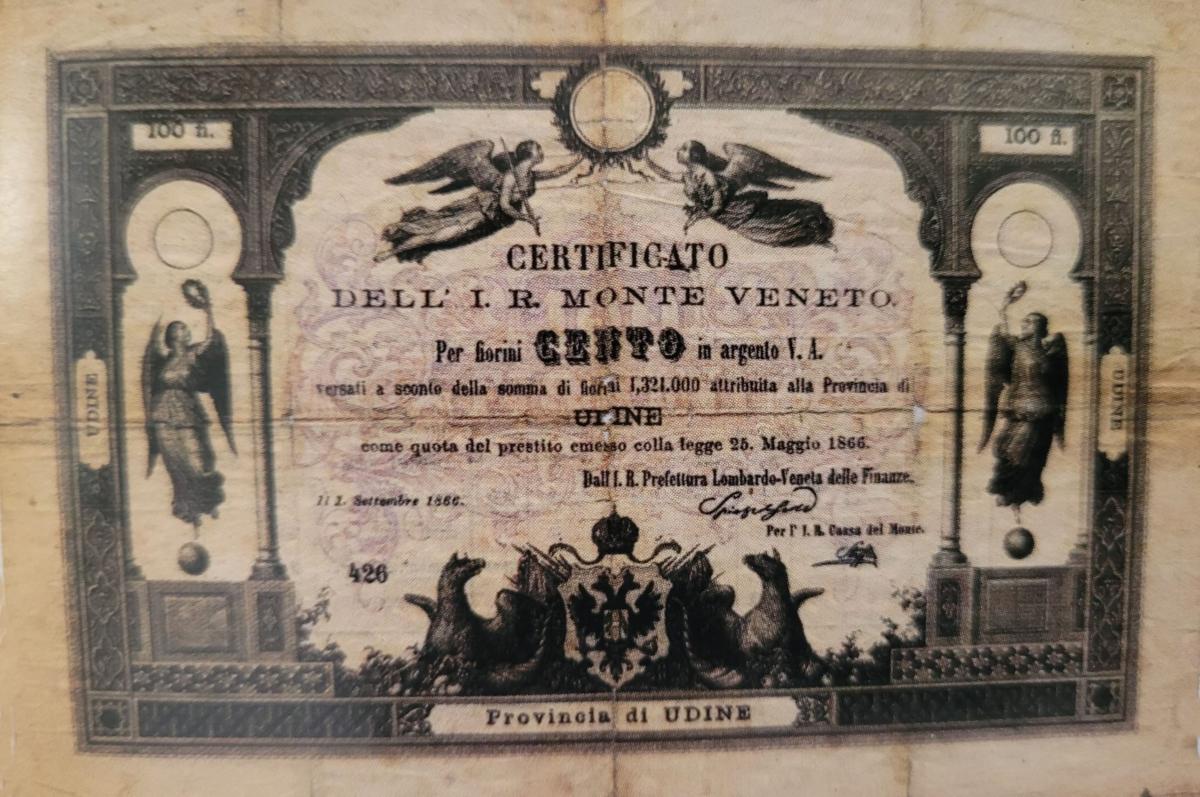 Front of Italian States pS218: 100 Fiorini from 1866