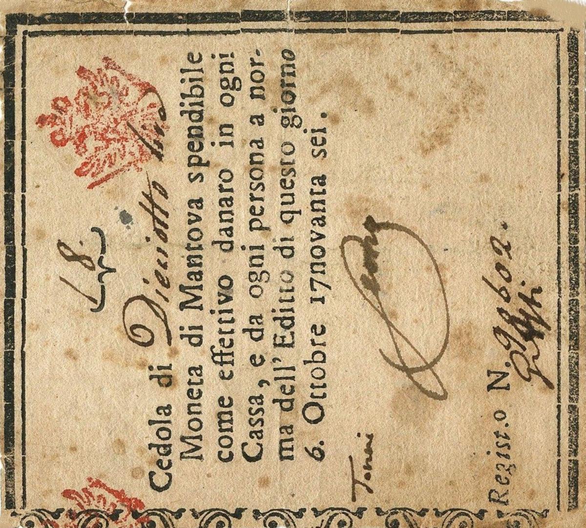 Front of Italian States pS227: 18 Lire from 1796