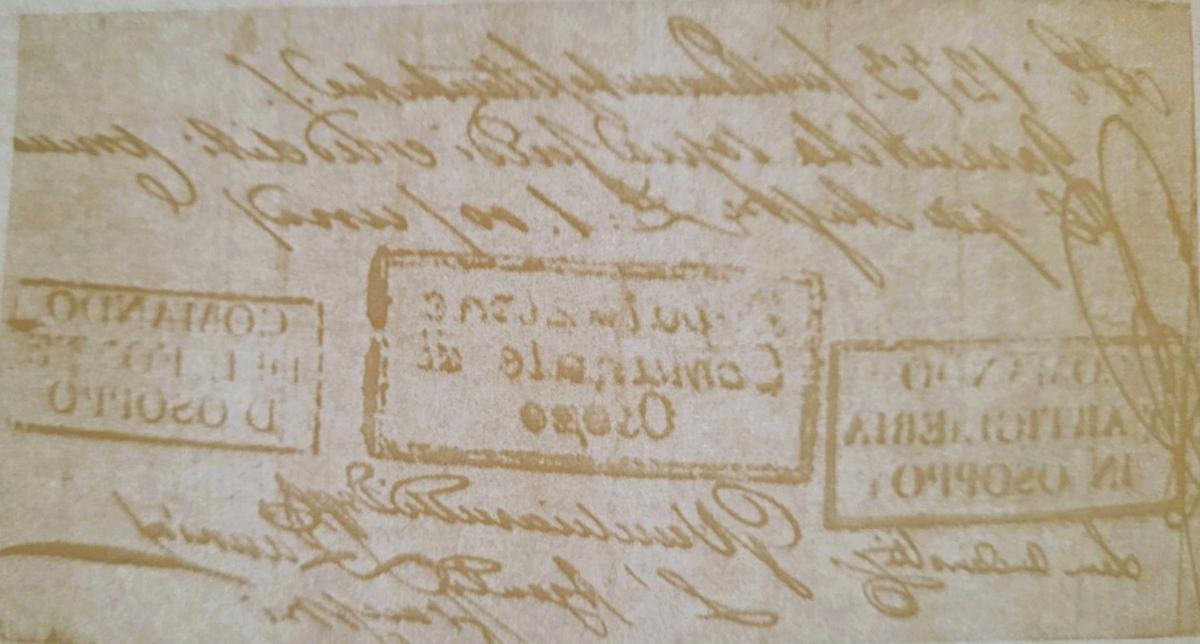 Back of Italian States pS238: 1 Lire from 1848