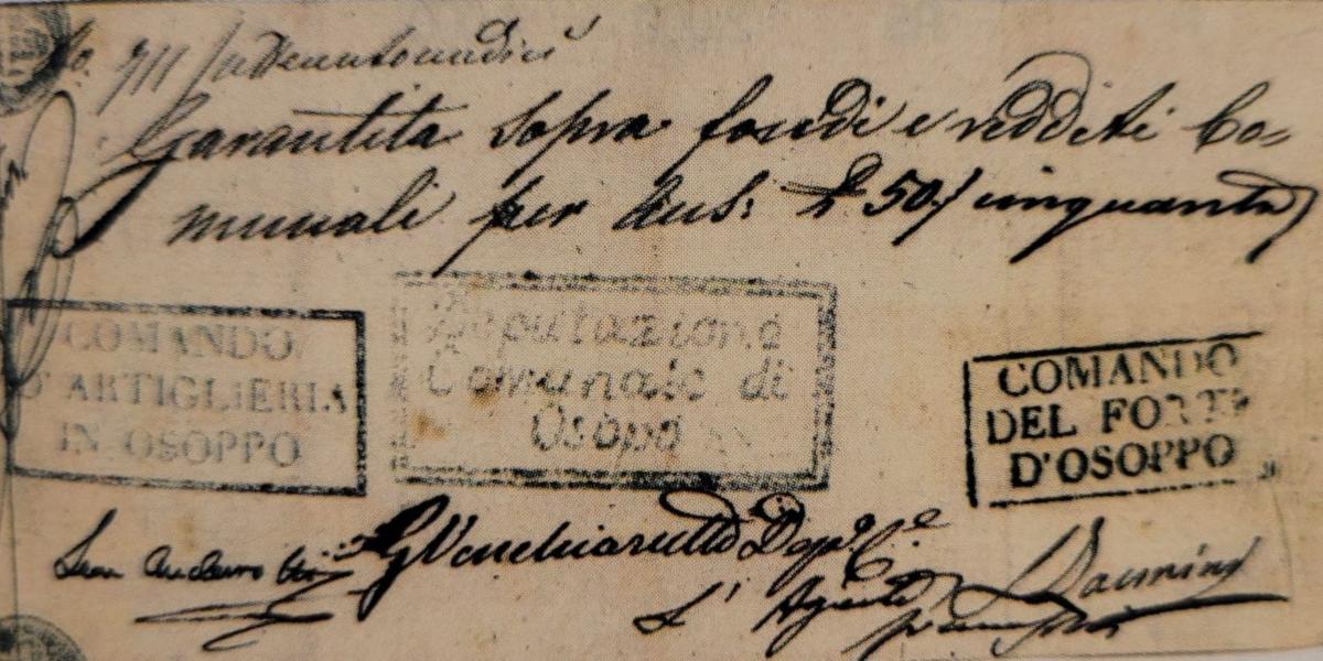 Front of Italian States pS242: 50 Lire from 1848