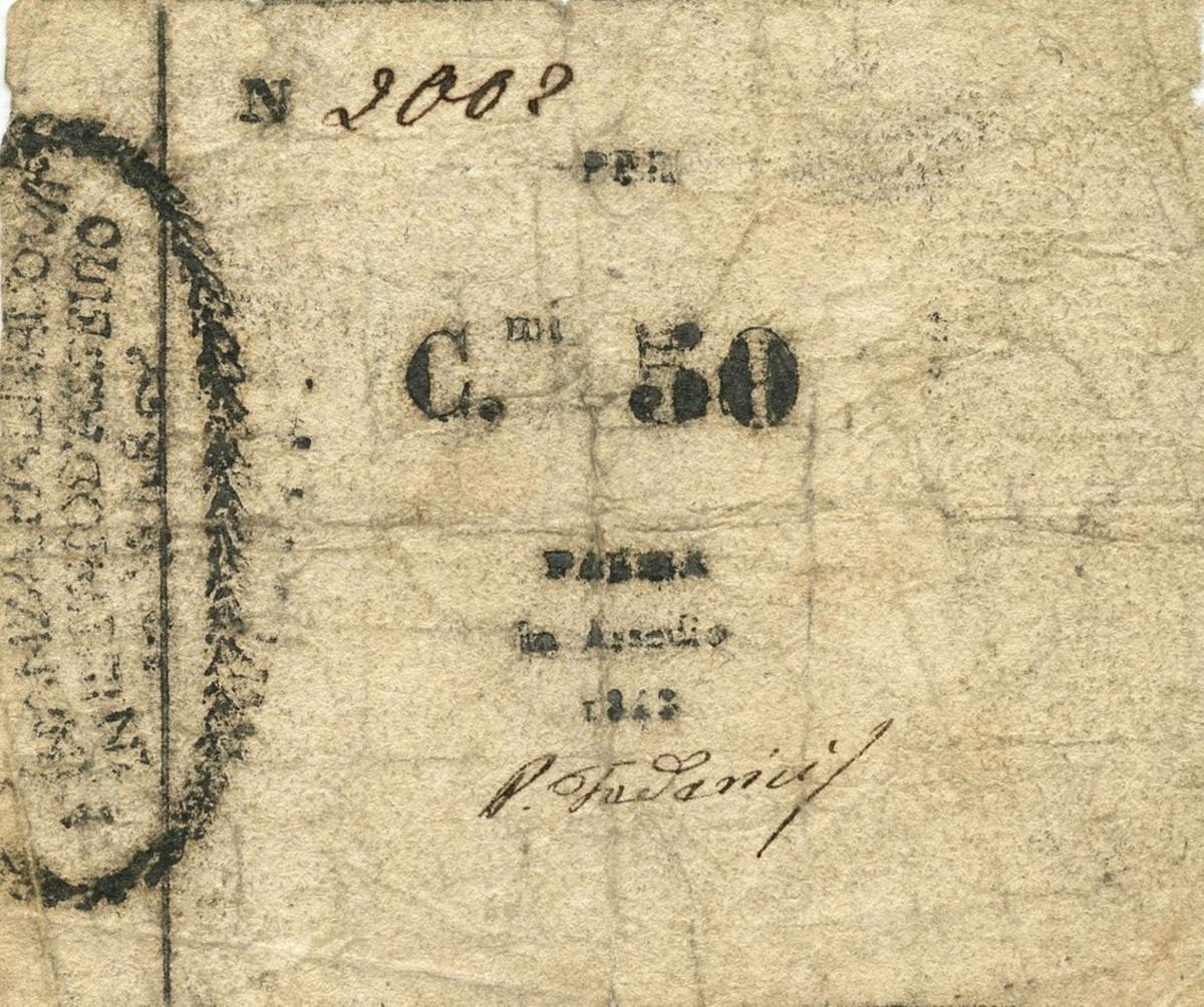 Front of Italian States pS245: 50 Centisimi from 1848