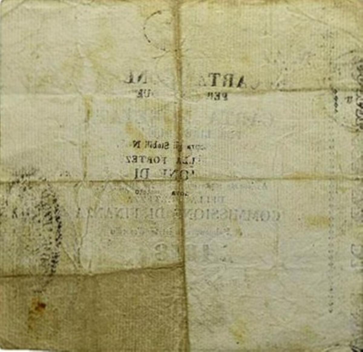 Back of Italian States pS247: 2 Lire from 1848
