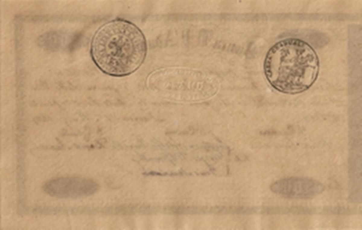 Back of Italian States pS291: 100 Lire from 1859