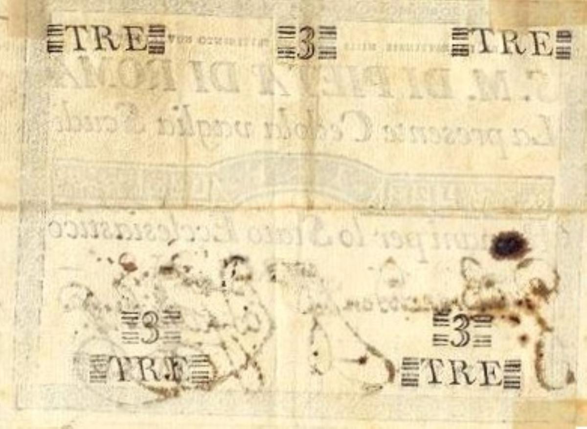 Back of Italian States pS301: 3 Scudi from 1795