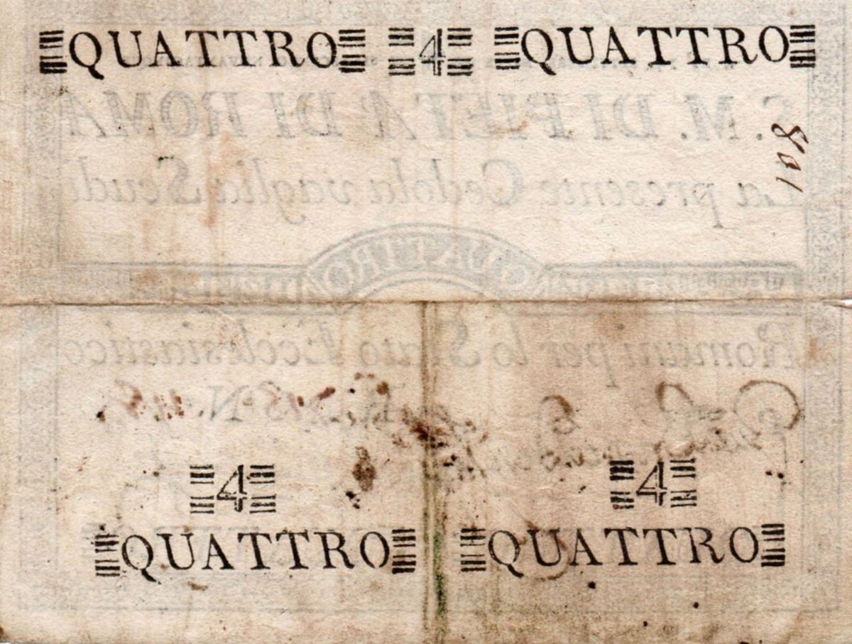 Back of Italian States pS302: 4 Scudi from 1795