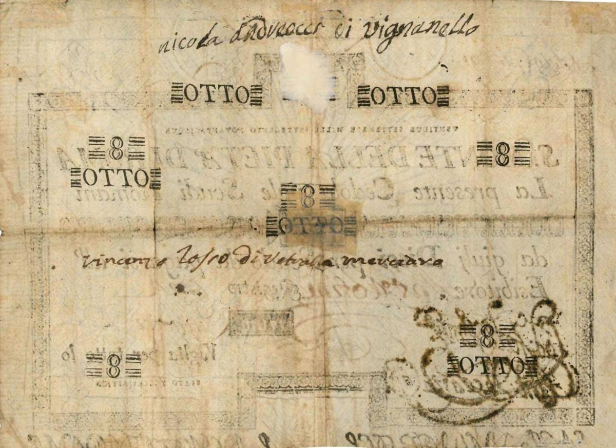 Back of Italian States pS306: 8 Scudi from 1785