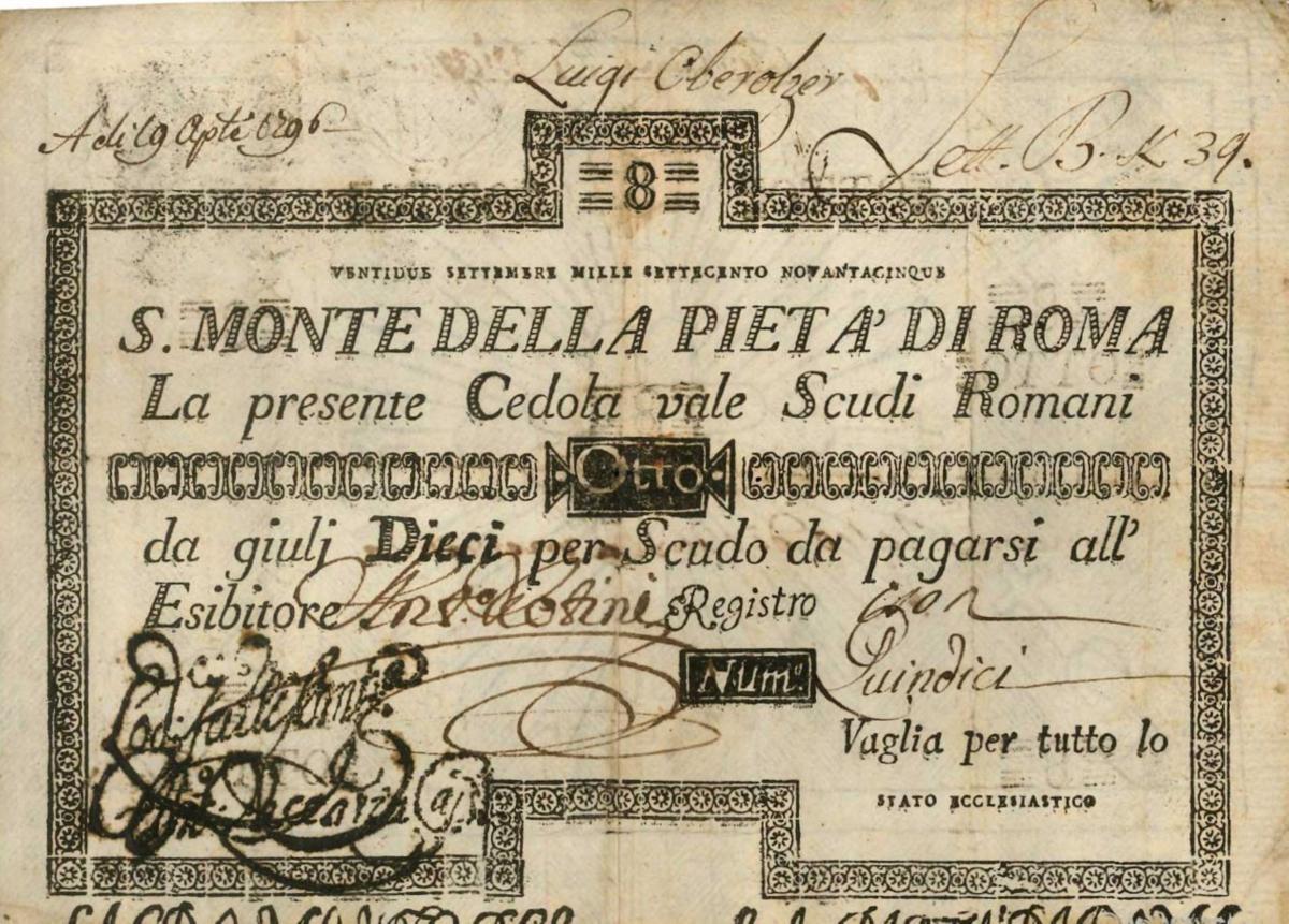 Front of Italian States pS306: 8 Scudi from 1785