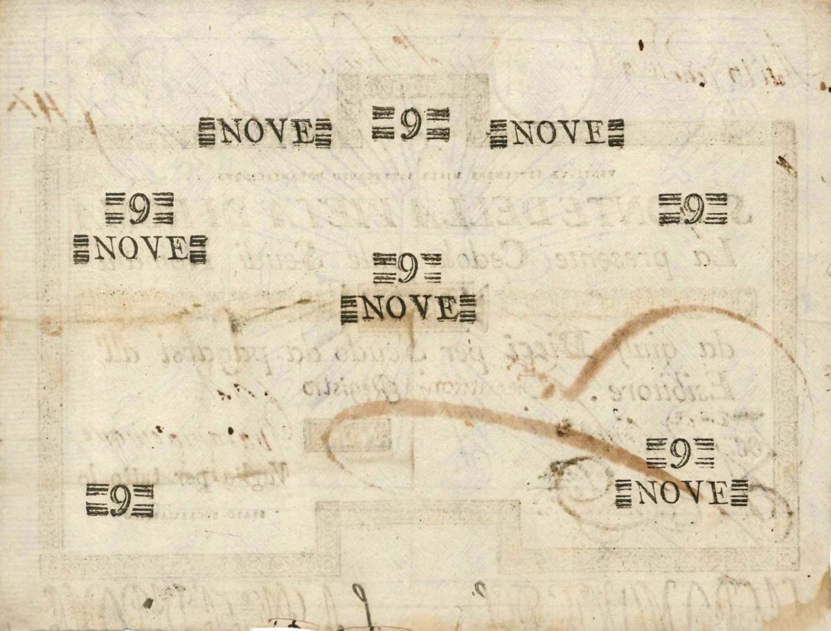 Back of Italian States pS307: 9 Scudi from 1785
