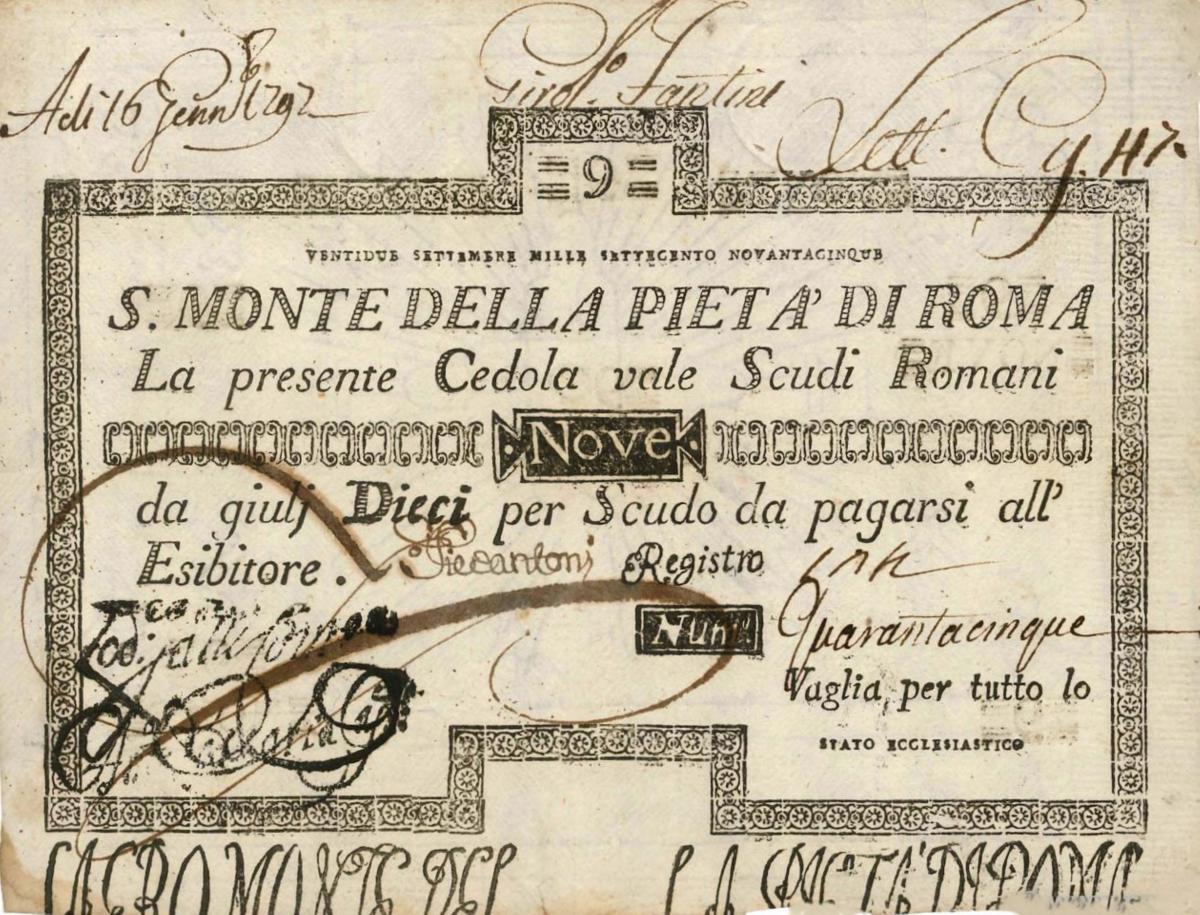 Front of Italian States pS307: 9 Scudi from 1785