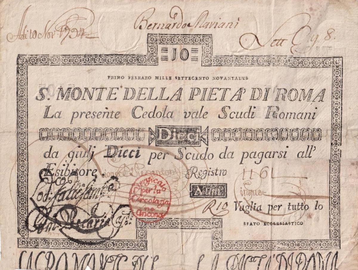Front of Italian States pS308: 10 Scudi from 1785