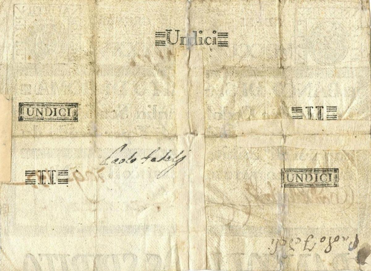 Back of Italian States pS309: 11 Scudi from 1785