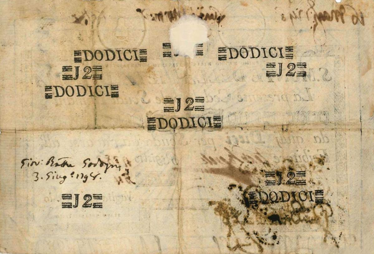 Back of Italian States pS310: 12 Scudi from 1785