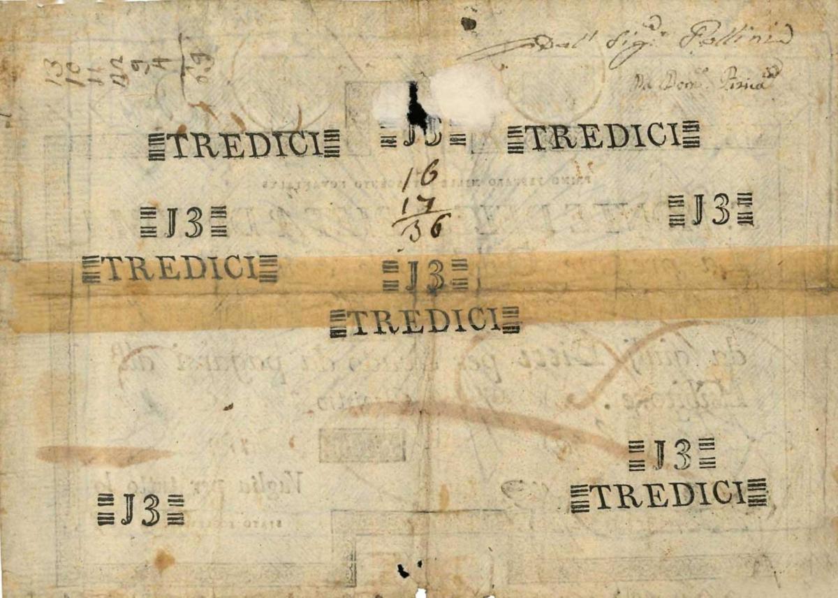 Back of Italian States pS311: 13 Scudi from 1785