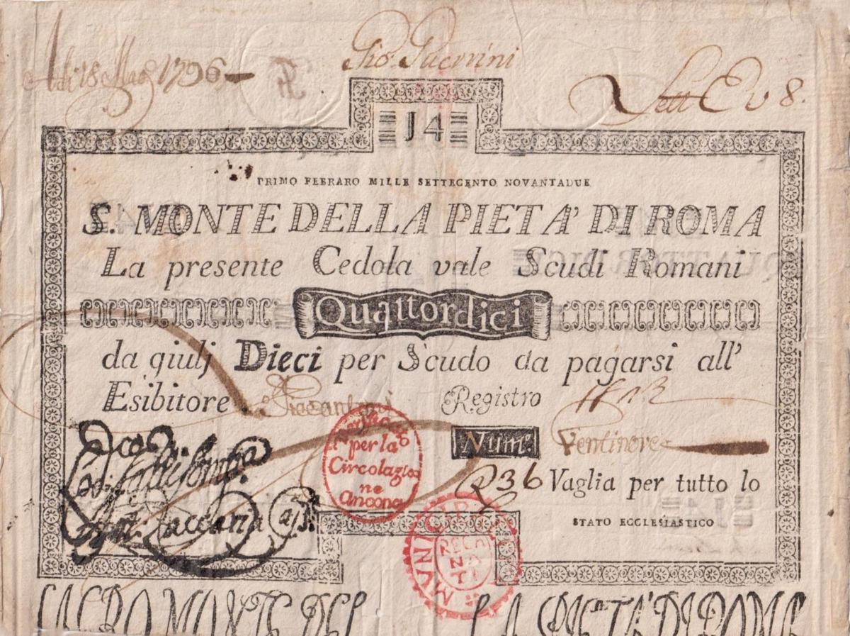 Front of Italian States pS312: 14 Scudi from 1785