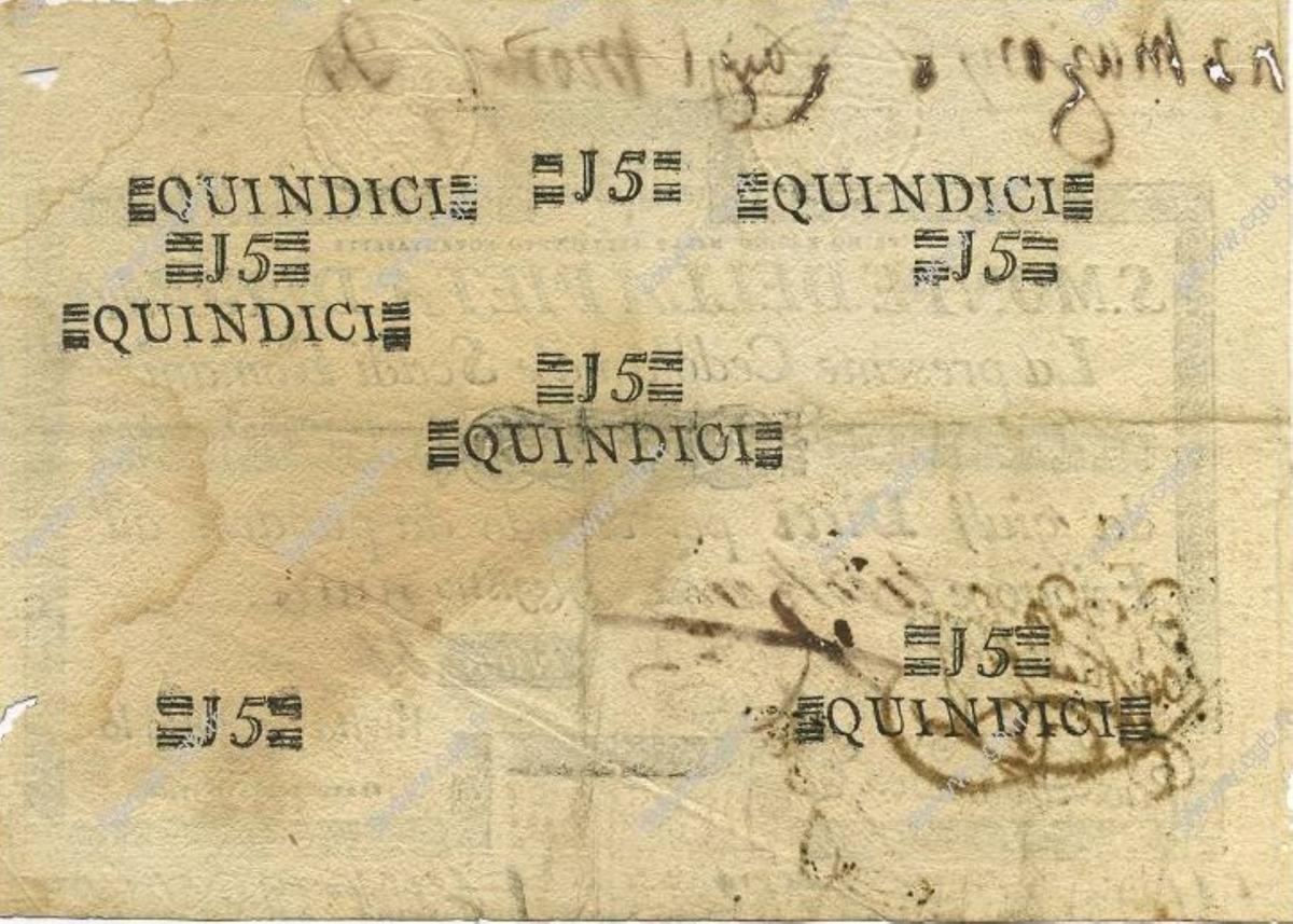 Back of Italian States pS313: 15 Scudi from 1785