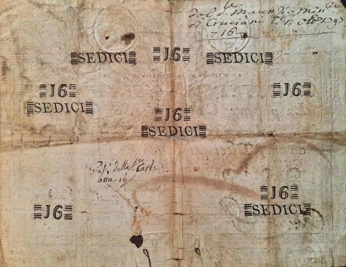 Back of Italian States pS314: 16 Scudi from 1785