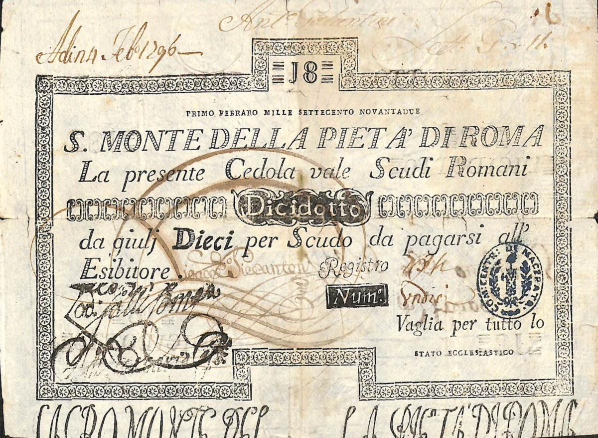 Front of Italian States pS316: 18 Scudi from 1785