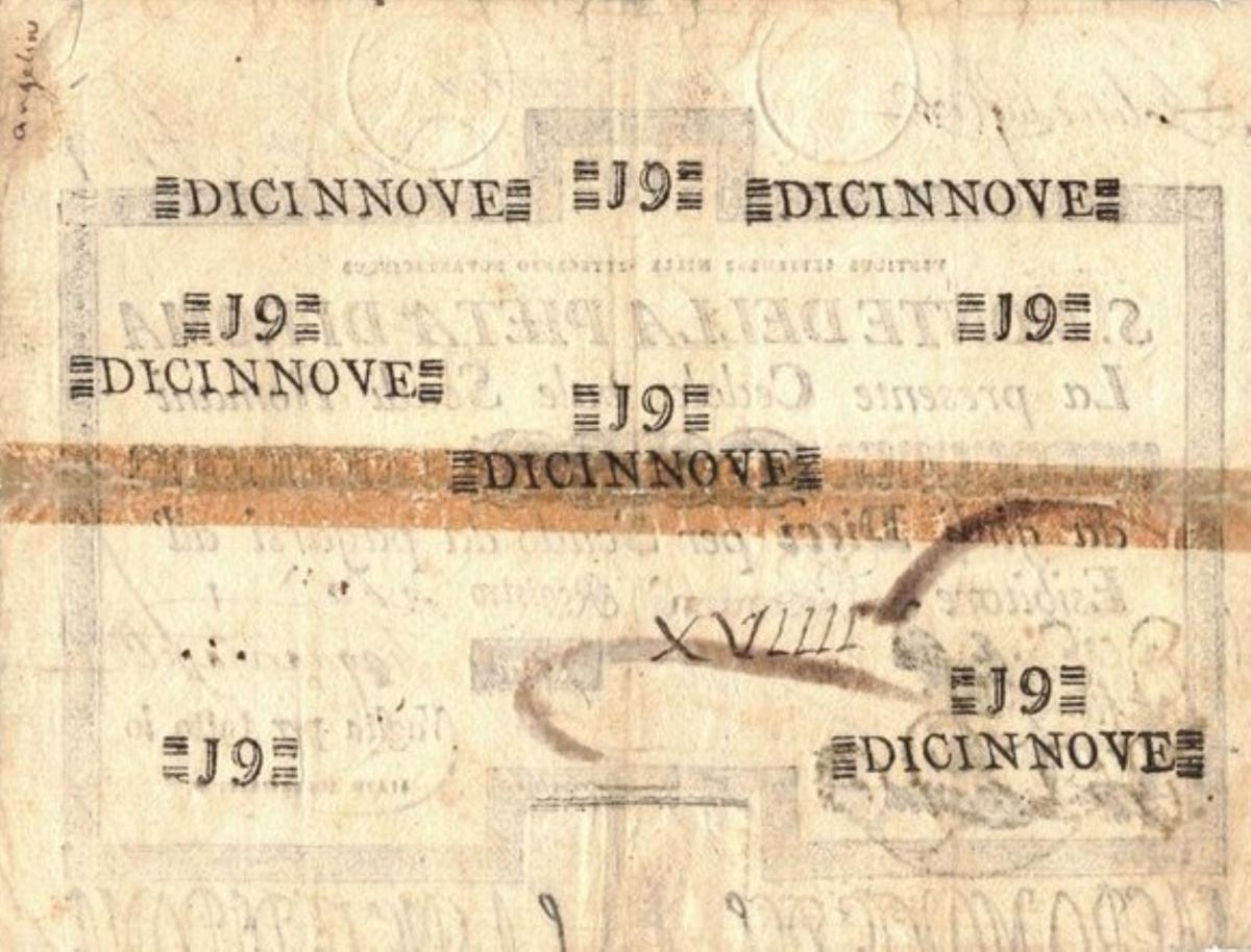 Back of Italian States pS317: 19 Scudi from 1786