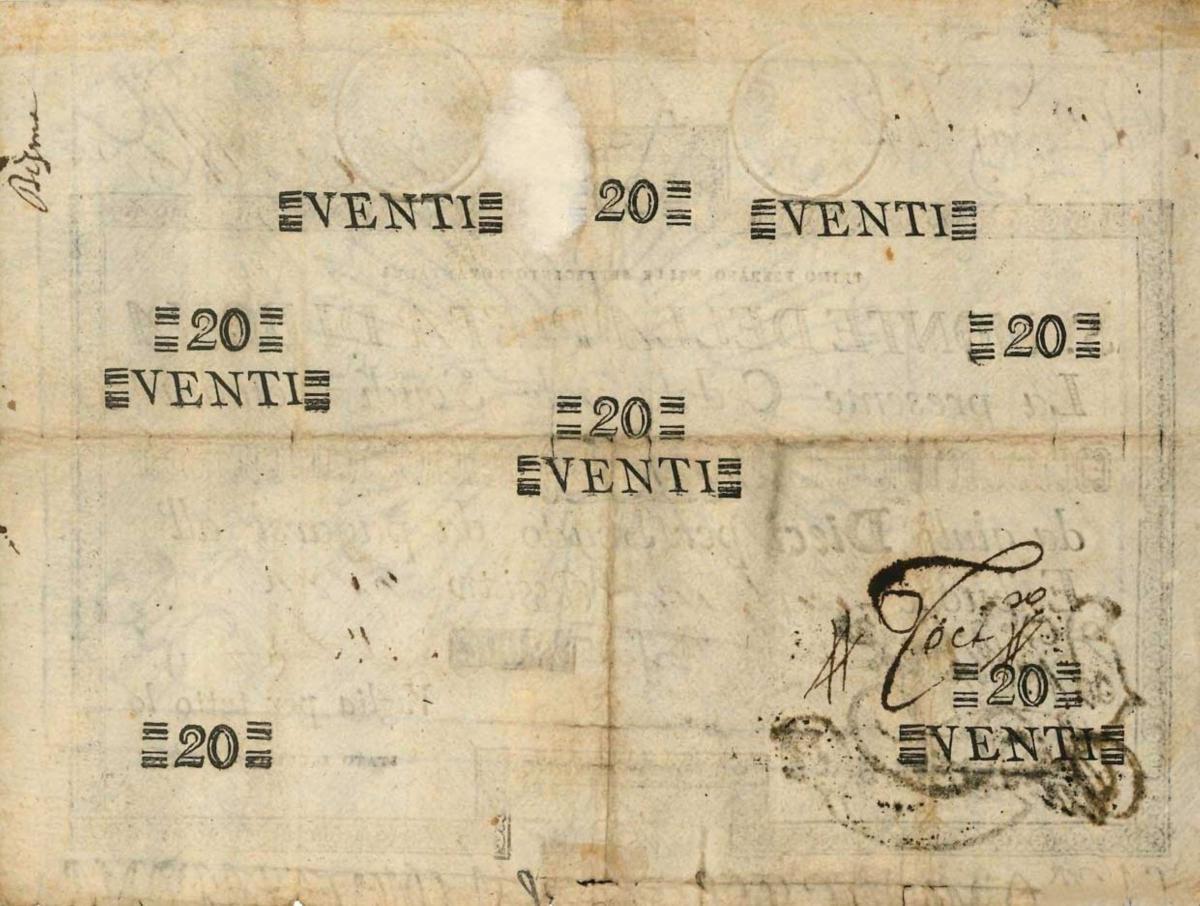 Back of Italian States pS318: 20 Scudi from 1786