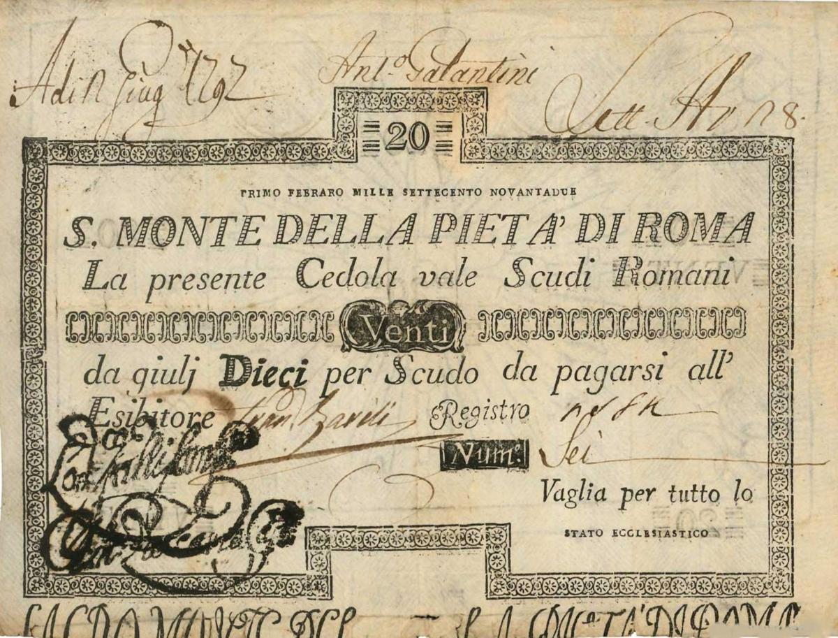 Front of Italian States pS318: 20 Scudi from 1786