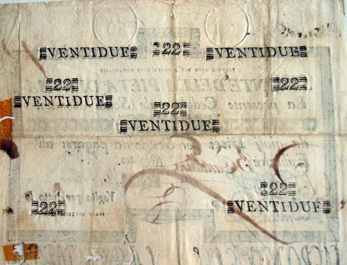 Back of Italian States pS320: 22 Scudi from 1786