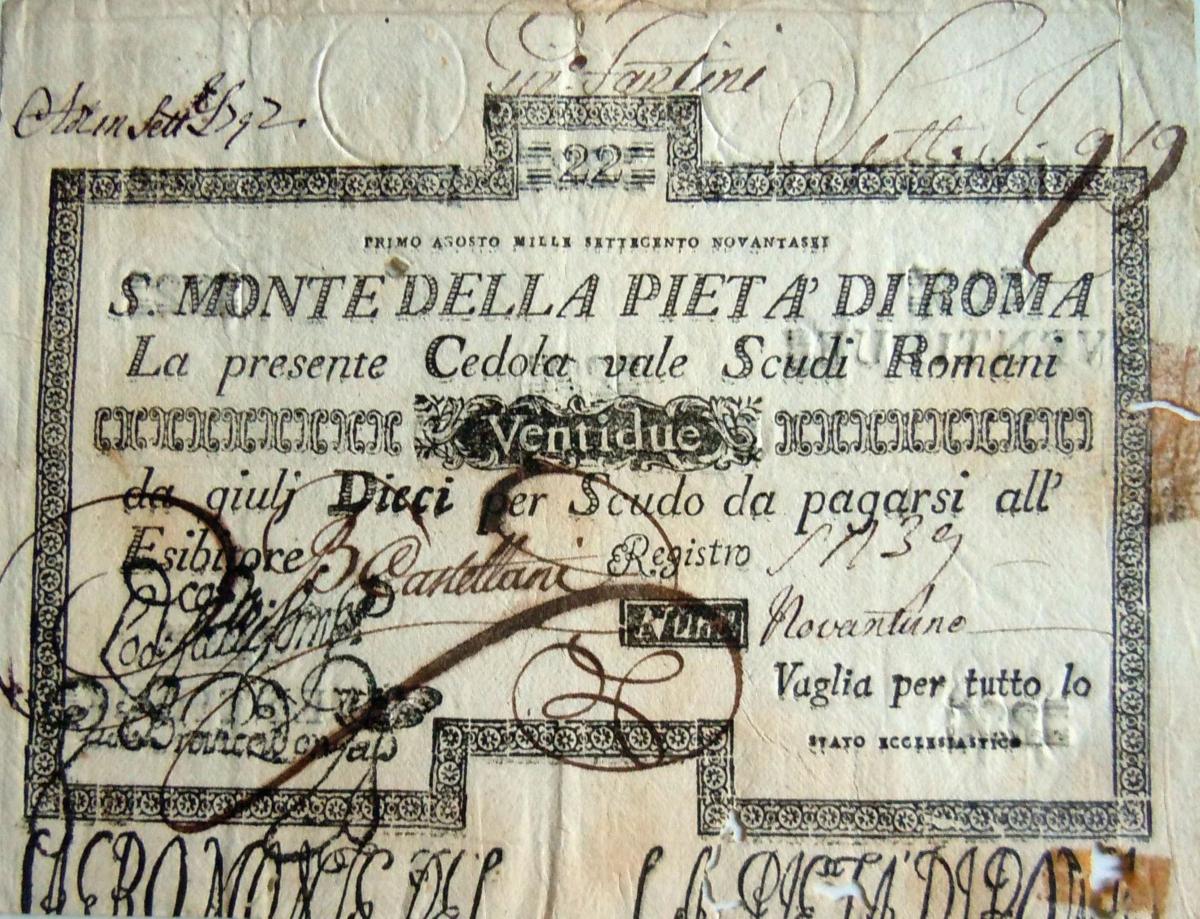 Front of Italian States pS320: 22 Scudi from 1786