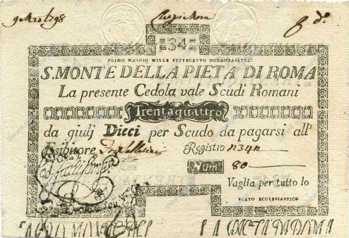 Front of Italian States pS332: 34 Scudi from 1786