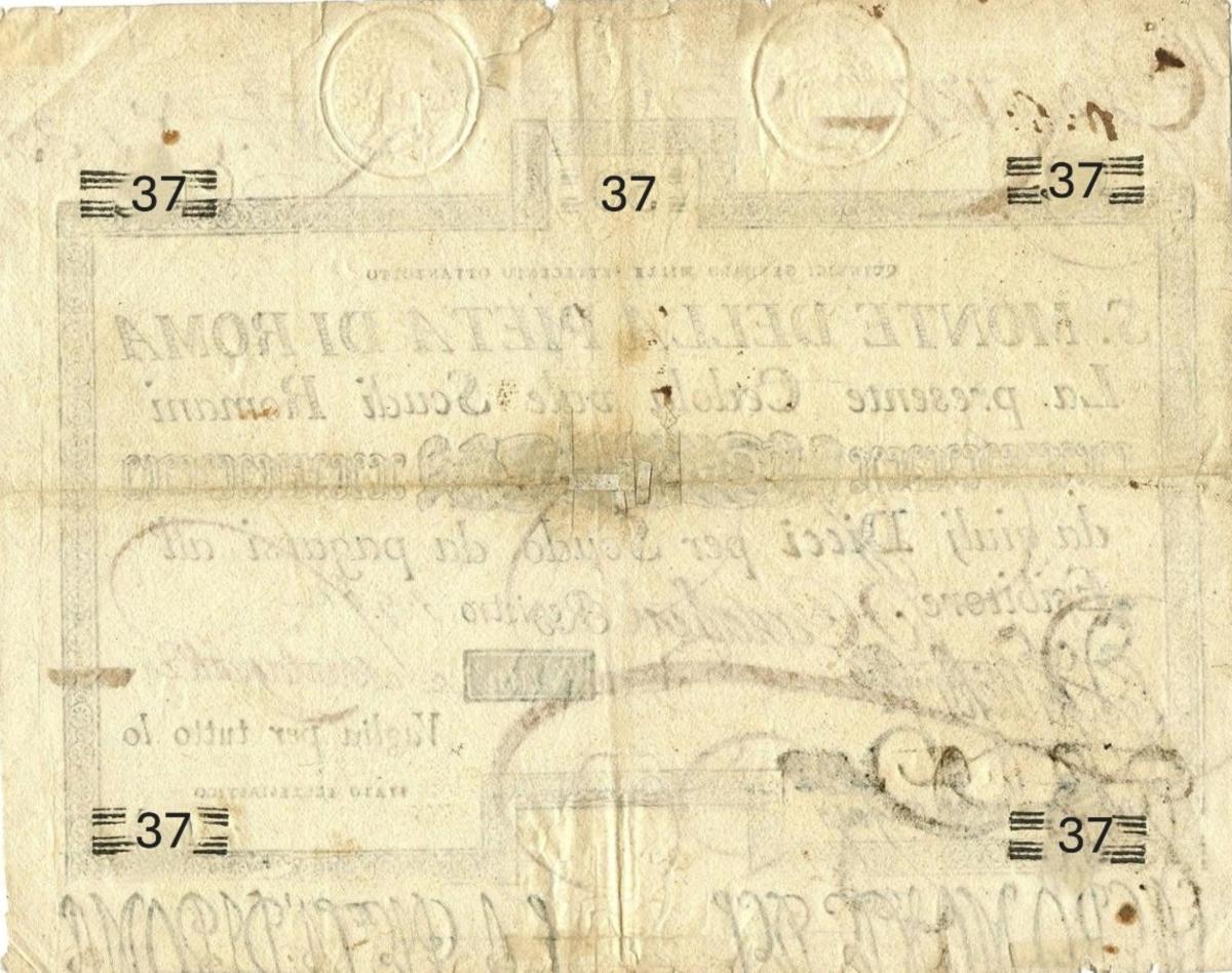 Back of Italian States pS335: 37 Scudi from 1786