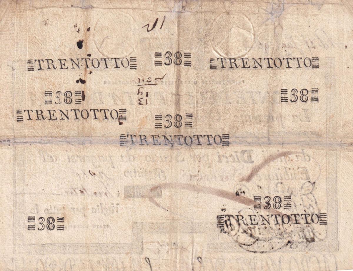 Back of Italian States pS336: 38 Scudi from 1786