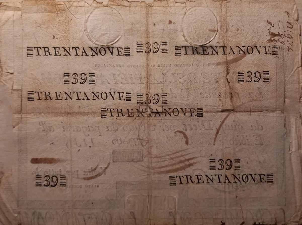 Back of Italian States pS337: 39 Scudi from 1786