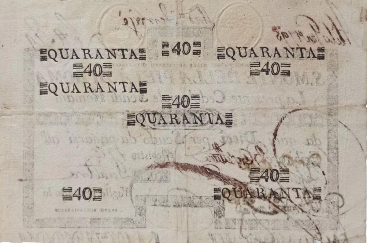 Back of Italian States pS338: 40 Scudi from 1786