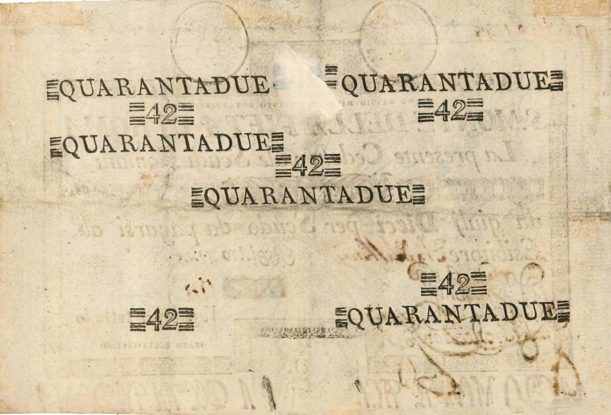 Back of Italian States pS340: 42 Scudi from 1786