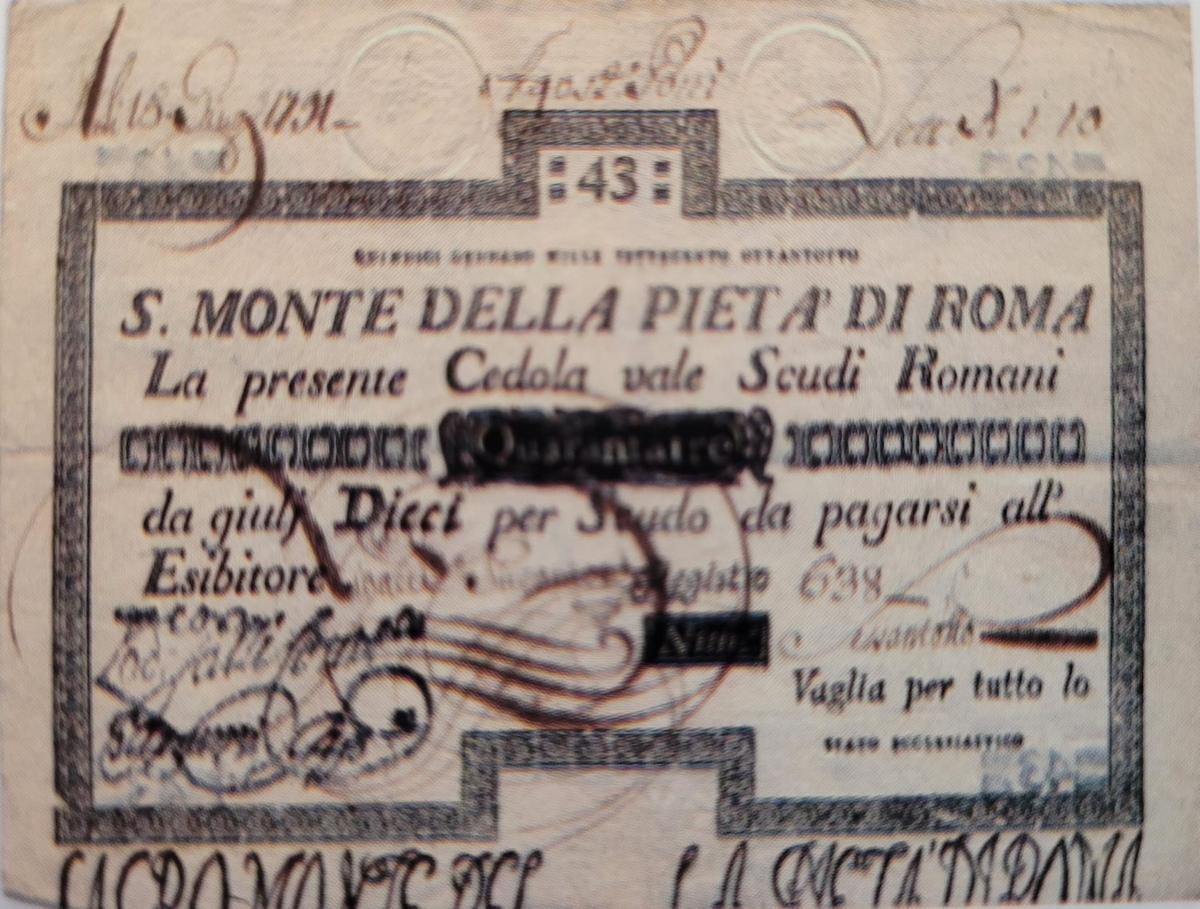 Front of Italian States pS341: 43 Scudi from 1786