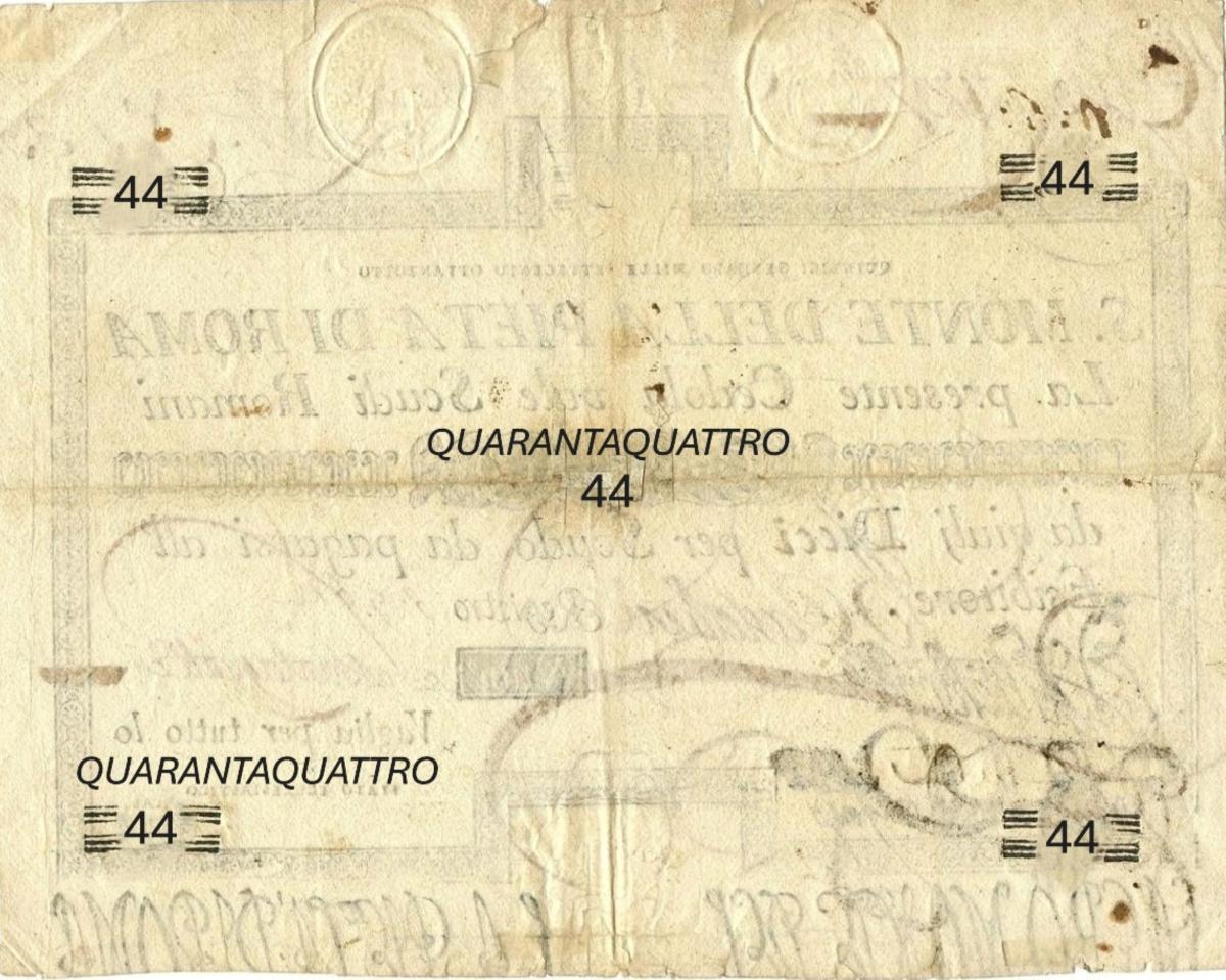 Back of Italian States pS342: 44 Scudi from 1786