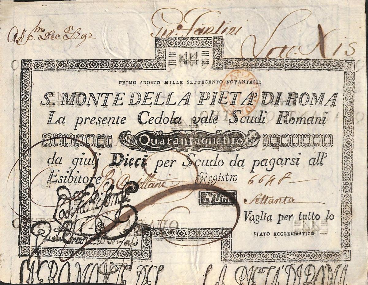 Front of Italian States pS342: 44 Scudi from 1786