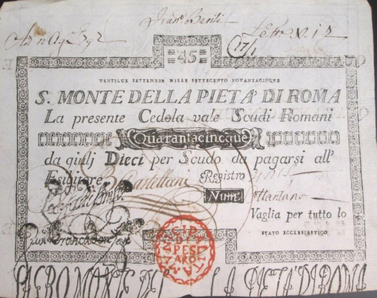 Front of Italian States pS343: 45 Scudi from 1786