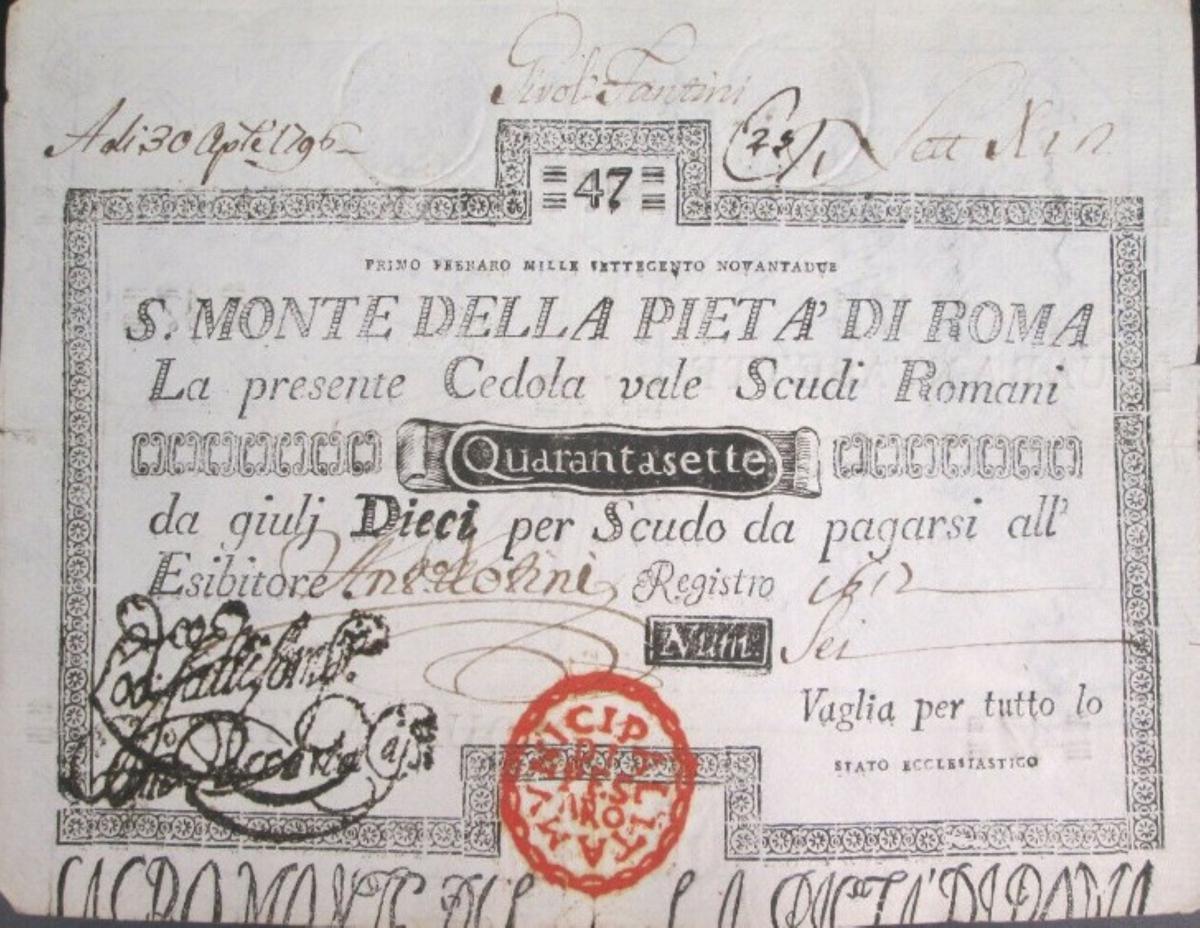Front of Italian States pS345: 47 Scudi from 1786