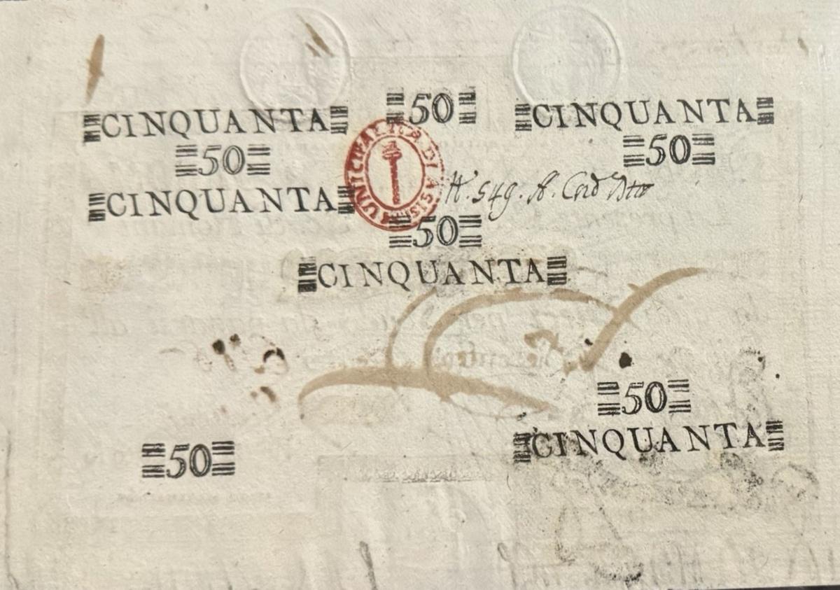 Back of Italian States pS348: 50 Scudi from 1786