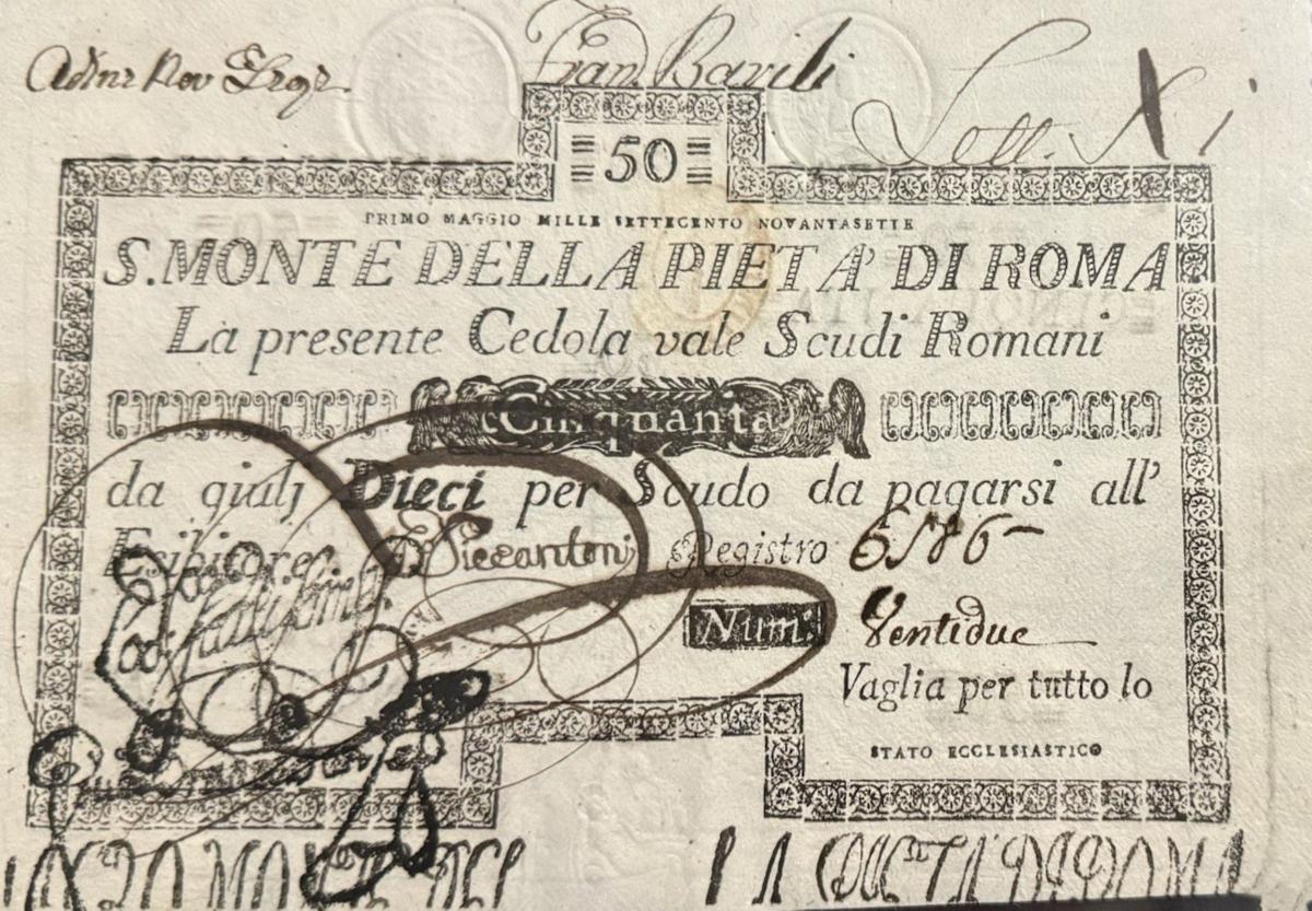 Front of Italian States pS348: 50 Scudi from 1786